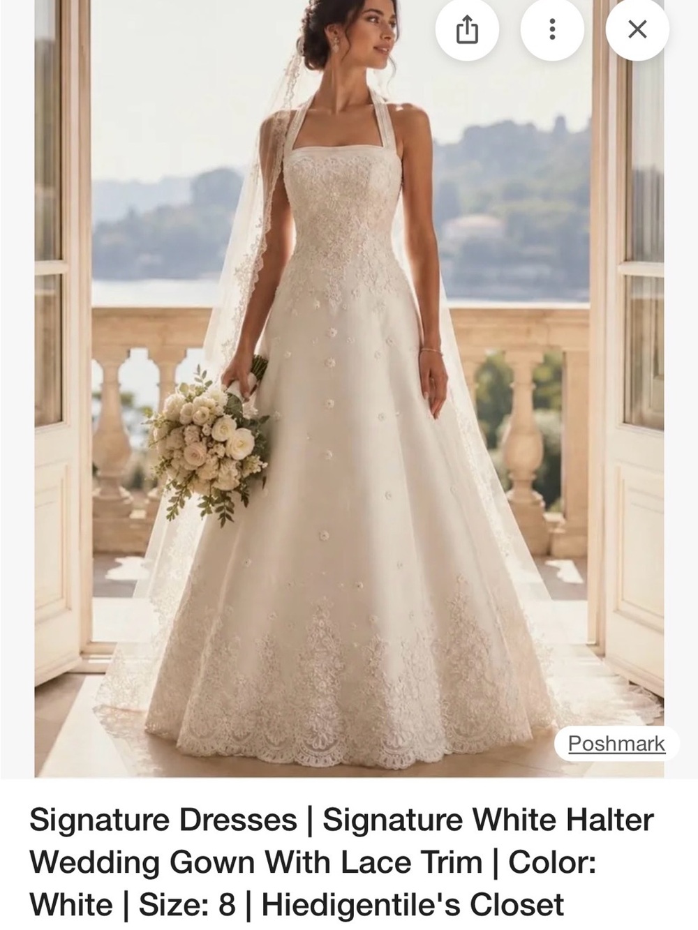 Signature Ivory Halter Lace Bridal Gown